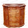 	Wood Carving Brass Work Corner Table With 6 Drawer/Vintage Wooden Corner Rack